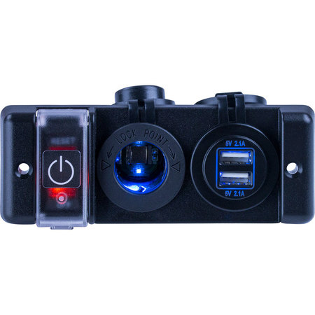 SEA-DOG Double USB -Power Socket Panel w/Breaker Switch 426506-1